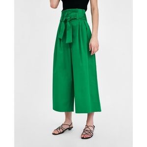 NWT Zara Green Wide Leg Trouser Size XL